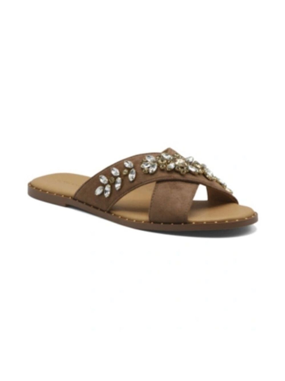 New Adrienne Vittadini Faken Embellished Tan Sandals 7.5 US!